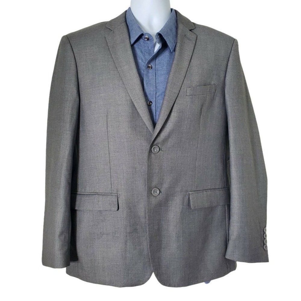 Vinci Men's Italian Blazer Size 42R Gray Single Breasted 2 button